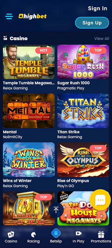Highbet-casino-homepage-mobile-review