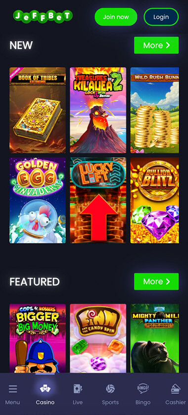 JeffBet-casino-homepage-mobile-review