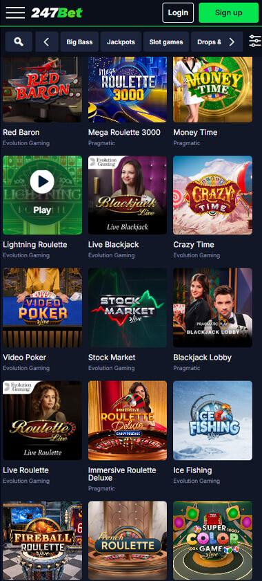 247bet mobile live casino preview with roulette and blackjack tables – tested