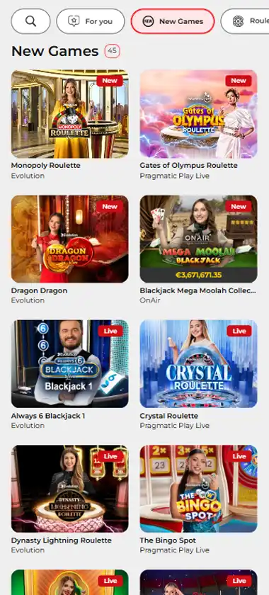 32Red Casino mobile live casino interface screenshot showing live dealer tables including blackjack and roulette - tested