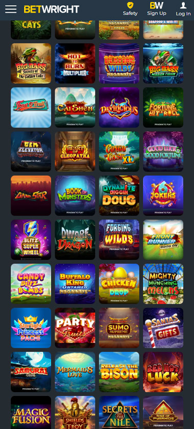 BetWright Casino mobile slots game preview displayed on smartphone screen – tested