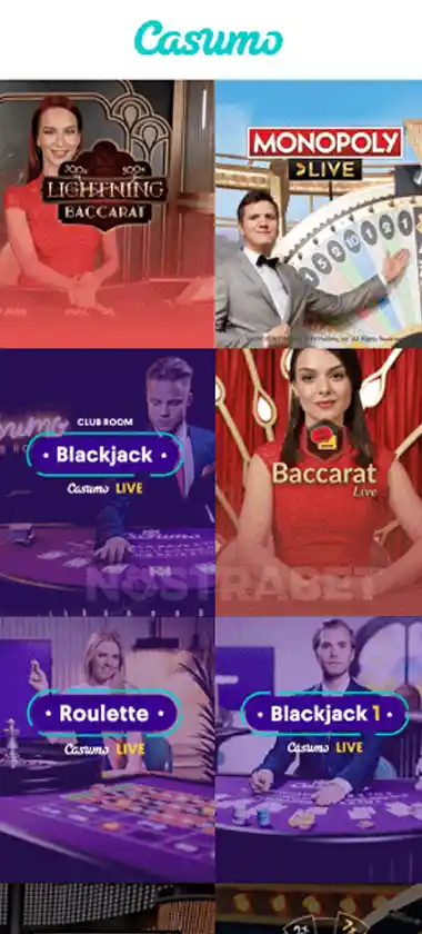 Casumo Casino mobile live casino games collection screenshot displaying available live tables and categories - tested